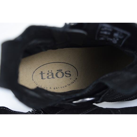 Taos Howdy Black Suede Block Heel Ankle Western Biker Bootie EUR. 36 US 5-5.5 - Picture 7 of 8